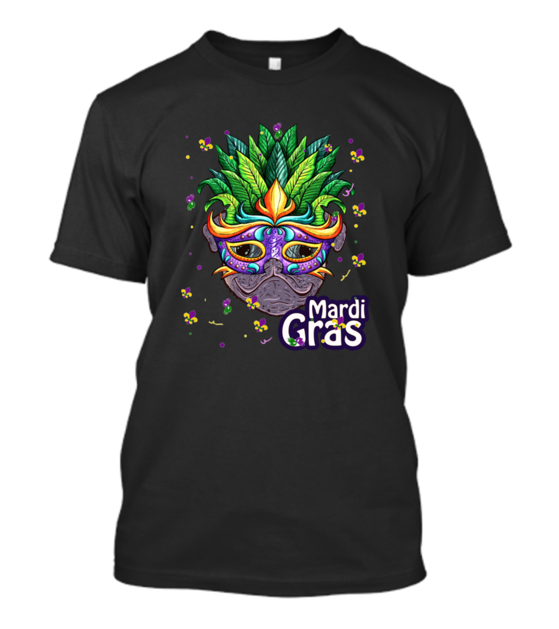 Mardi Gras Pittbull Vintage Funny Celebration Mask T-Shirt