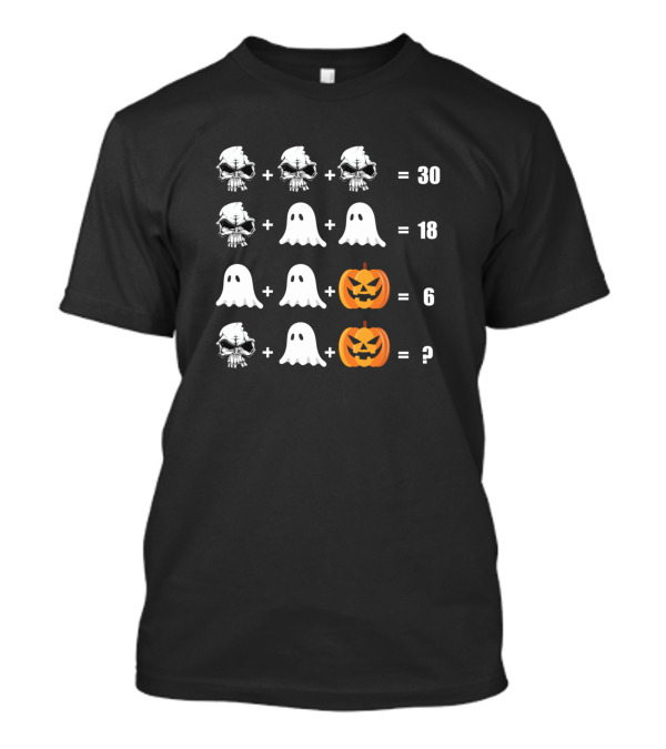 Math Teacher Halloween Ghost And Skull Pumpkin Equation Puzzle T-Shirt