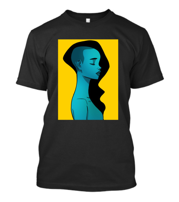 Melanin District Blue Figure Art Yellow Background T-Shirt