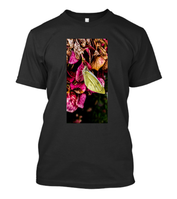 Moth On Vibrant Pink And Brown Flowers T-Shirt