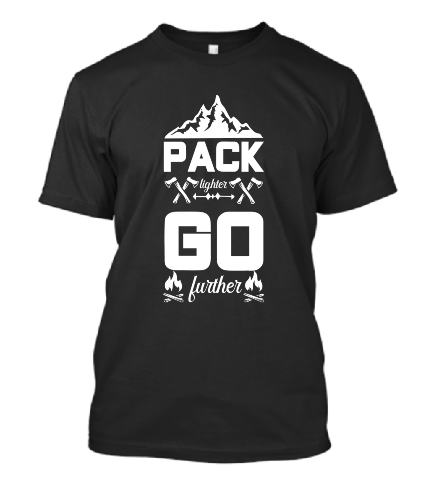 Pack Lighter Go Further Mountain Axes Campfire Adventure T-Shirt