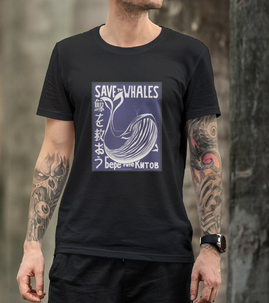 Save The Whales Retro Multilingual T-Shirt