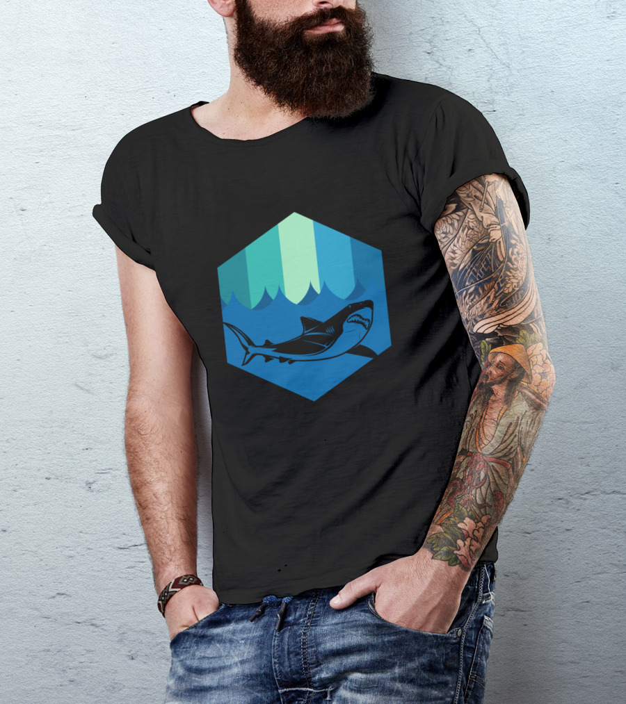 Shark Teeth Ocean Hexagon Shark T-Shirt