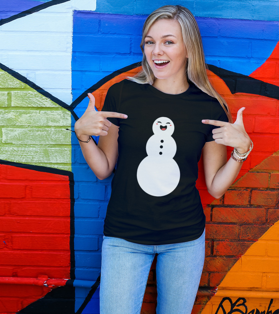 Snowman Laughing Joyful Holiday Emoji T-Shirt