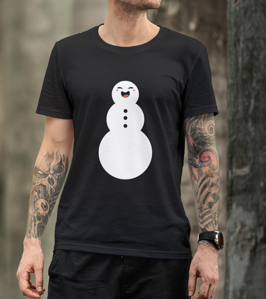 Snowman Laughing Joyful Holiday Emoji T-Shirt