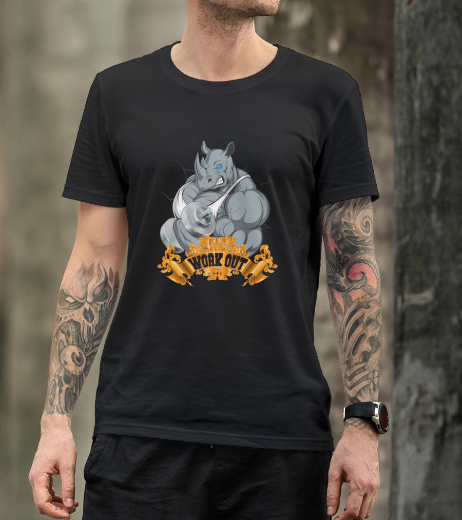 Sport Rhino Workout Dumbbell Exercise With Strong Power T-Shirt