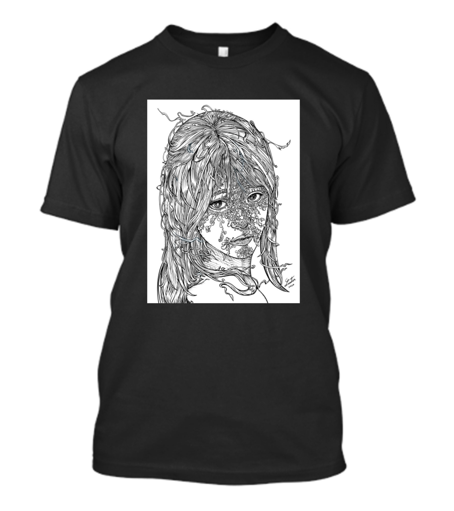 Spring Girl Intricate Line Art By Fabio Gil T-Shirt