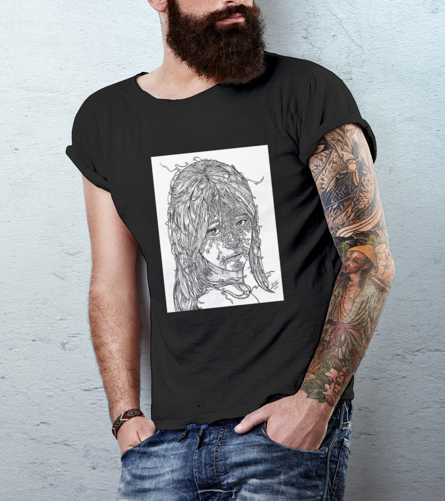 Spring Girl Intricate Line Art By Fabio Gil T-Shirt