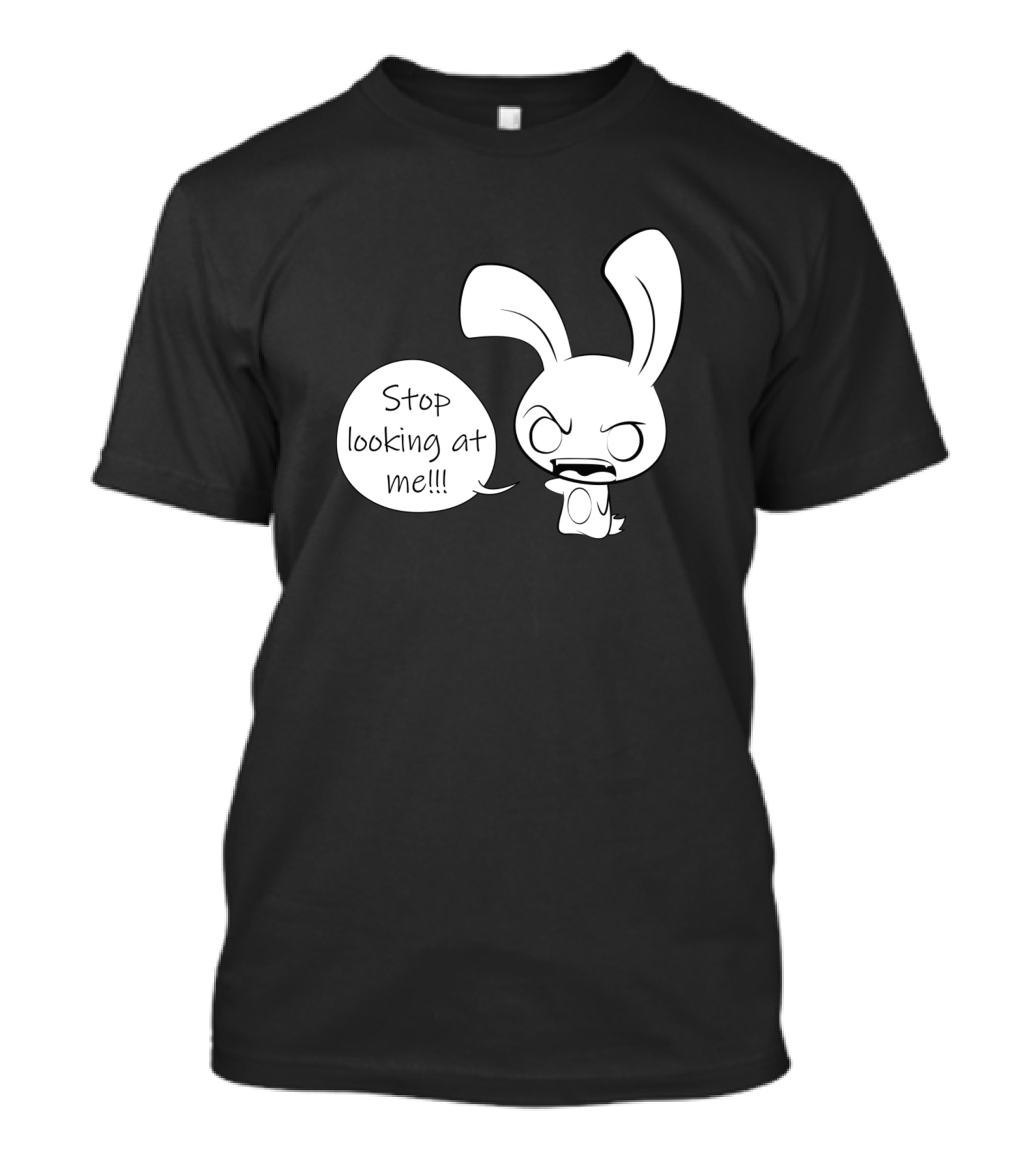 Stop Looking At Me Angry Cartoon Bunny T-Shirt