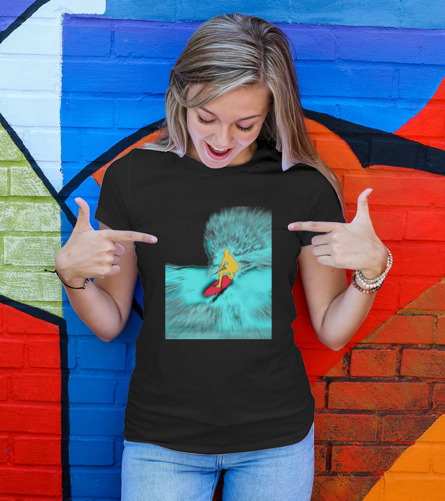 Surfer Making The Drop Zoom Vibrant Wave Surfing Adventure T-Shirt