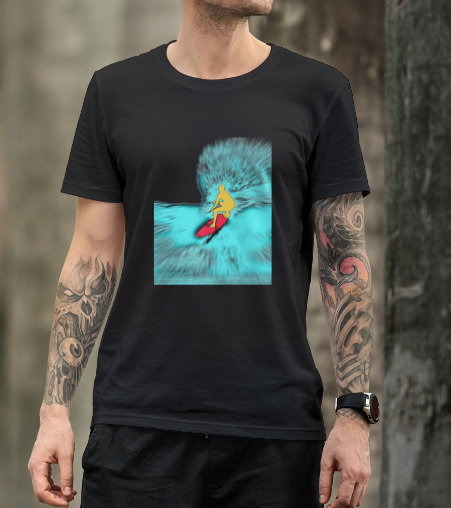 Surfer Making The Drop Zoom Vibrant Wave Surfing Adventure T-Shirt