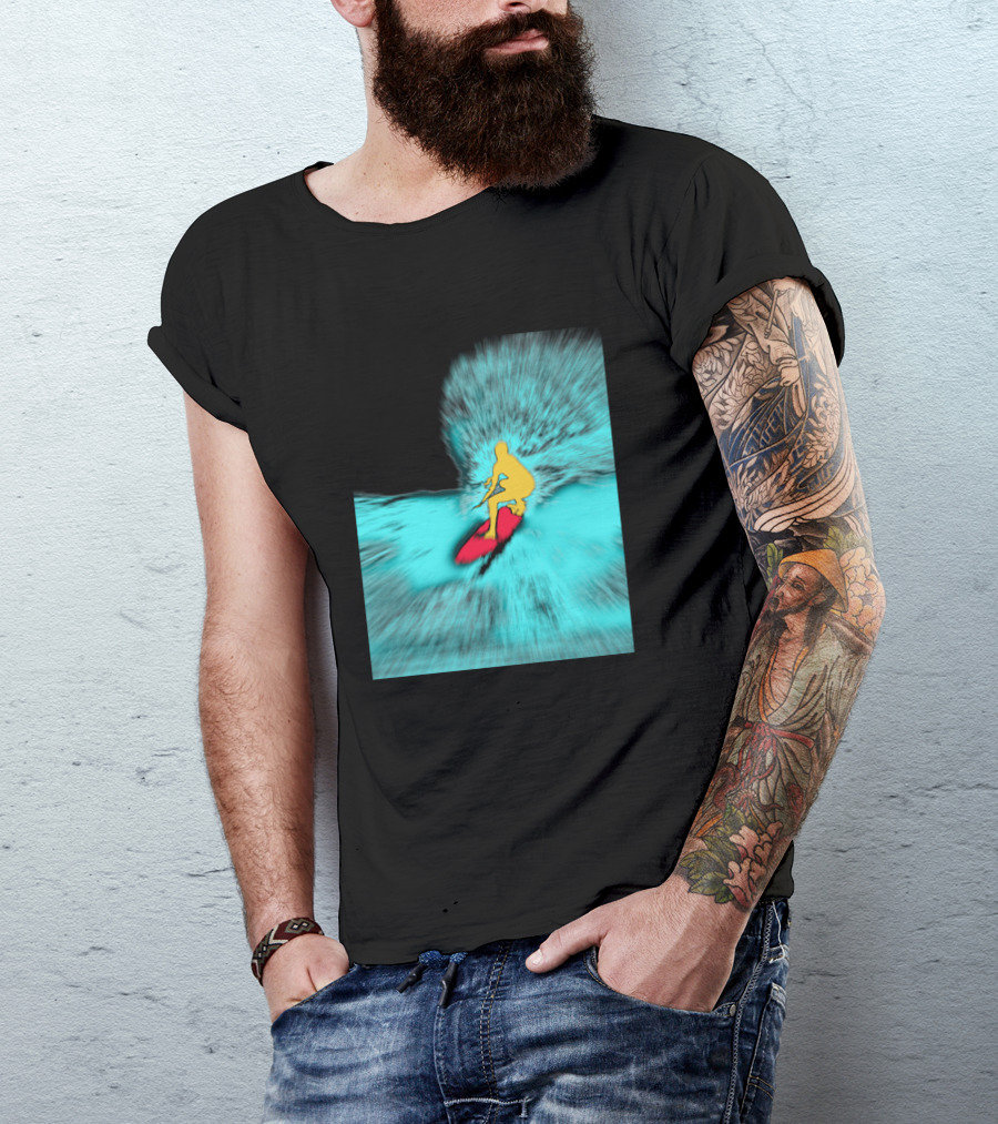 Surfer Making The Drop Zoom Vibrant Wave Surfing Adventure T-Shirt
