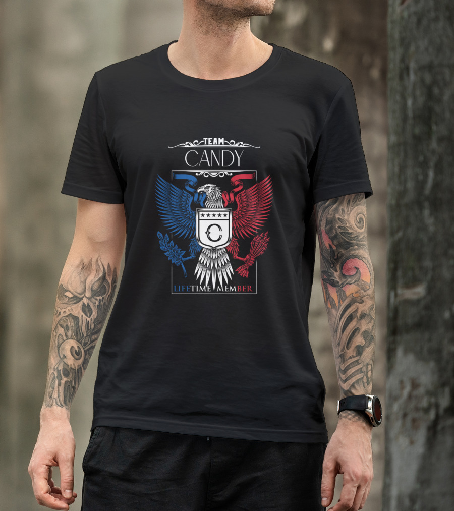 Team Candy Lifetime Member Emblem Eagle Wings Crest T-Shirt