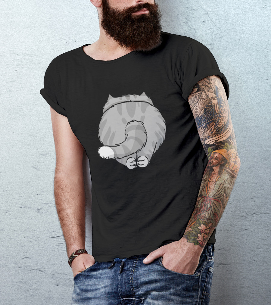 The Striped Cat Gray Tabby Back View T-Shirt