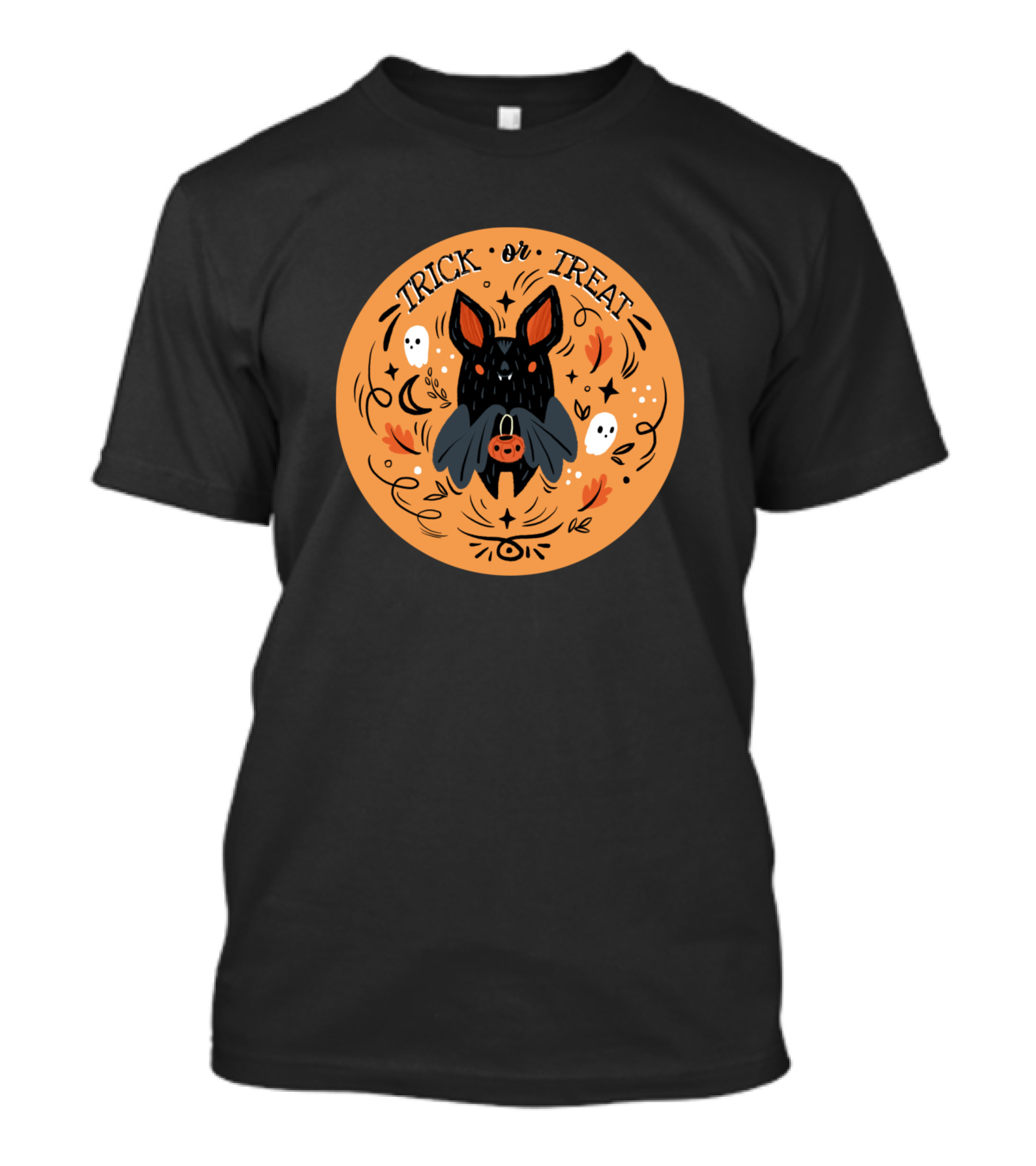 Trick Or Treat Bat With Ghosts And Pumpkin T-Shirt
