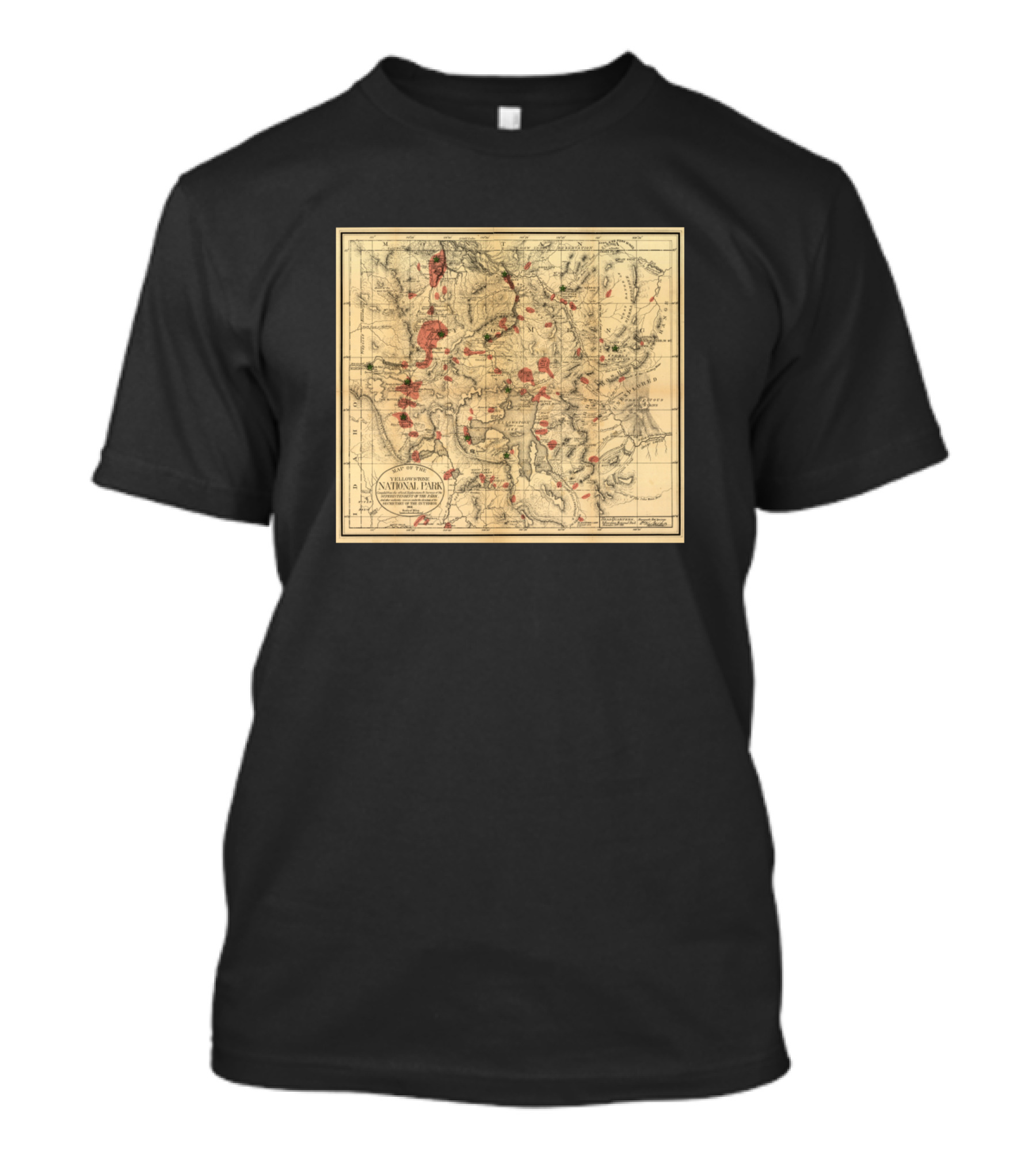 Yellowstone National Park 1895 Vintage Map T-Shirt