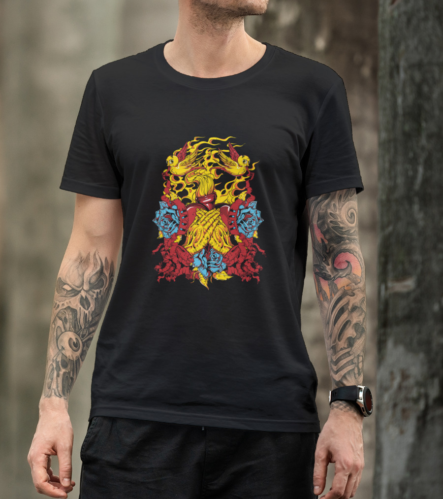 Bohemian Artwork Awesome Floral Birds And Flames Design For Bohemian Graphic Lovers T-Shirt
