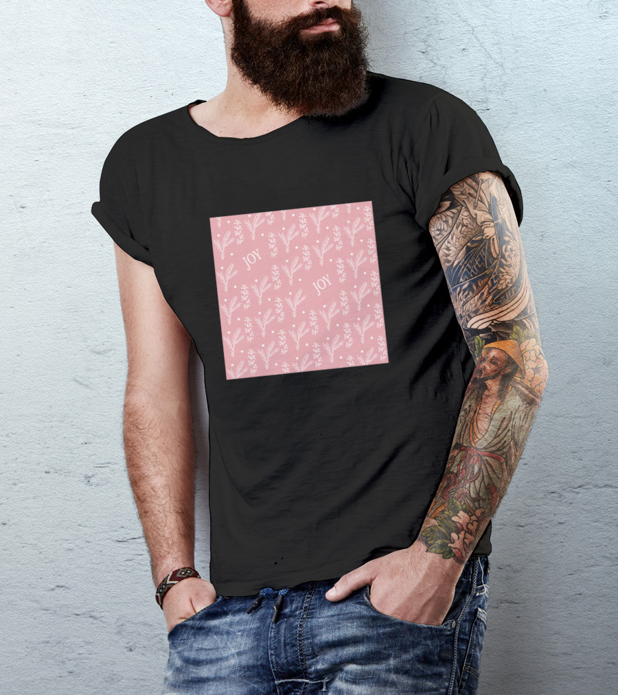 Joyful Christmas Seamless Pink White T-Shirt