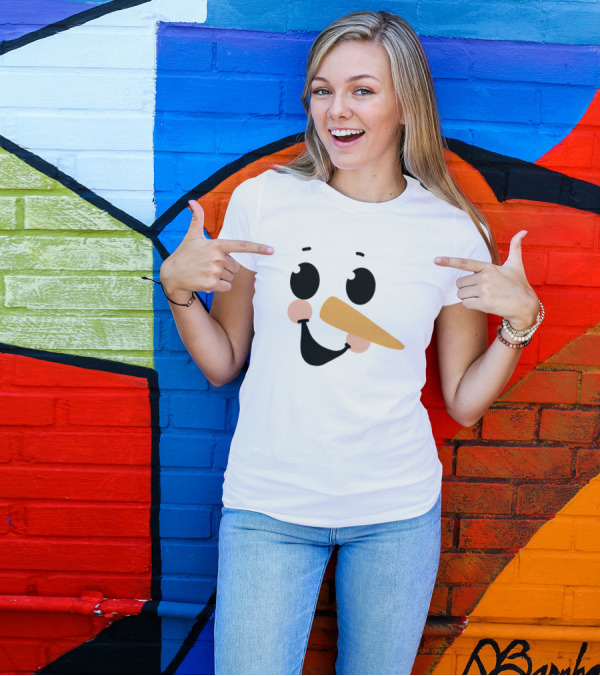 Christmas Snowman Face Design 002 T-Shirt