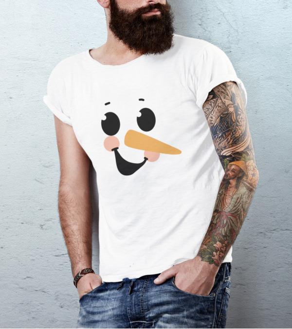 Christmas Snowman Face Design 002 T-Shirt