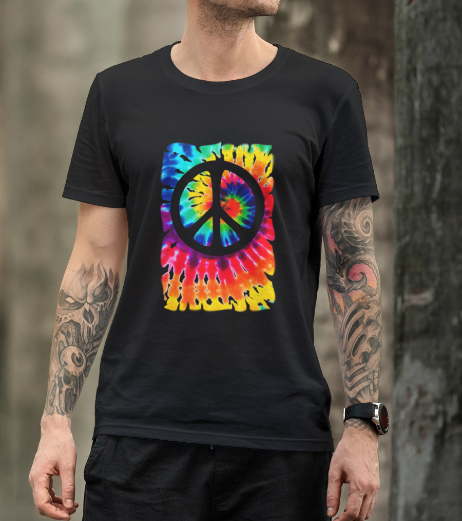 Peace Symbol Tie Dye Rainbow Spiral T-Shirt
