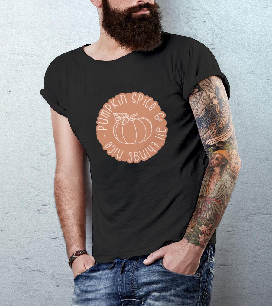Pumpkin Spice And All Things Nice With Pumpkin Outline T-Shirt