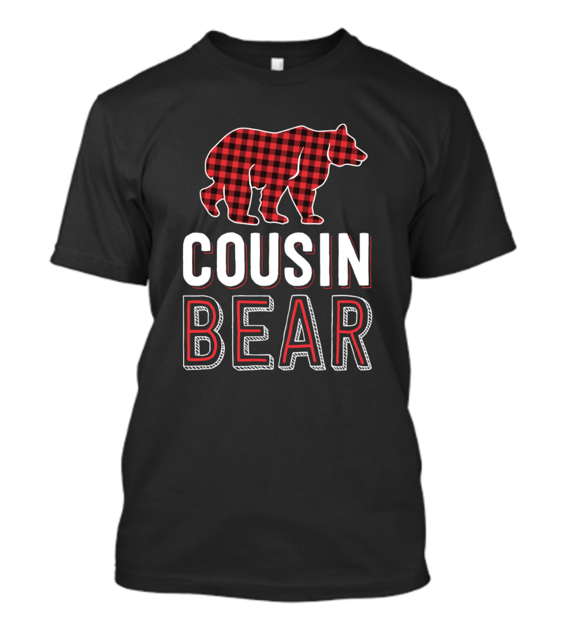 Cousin Bear Red Buffalo Plaid Theme Kid T-Shirt