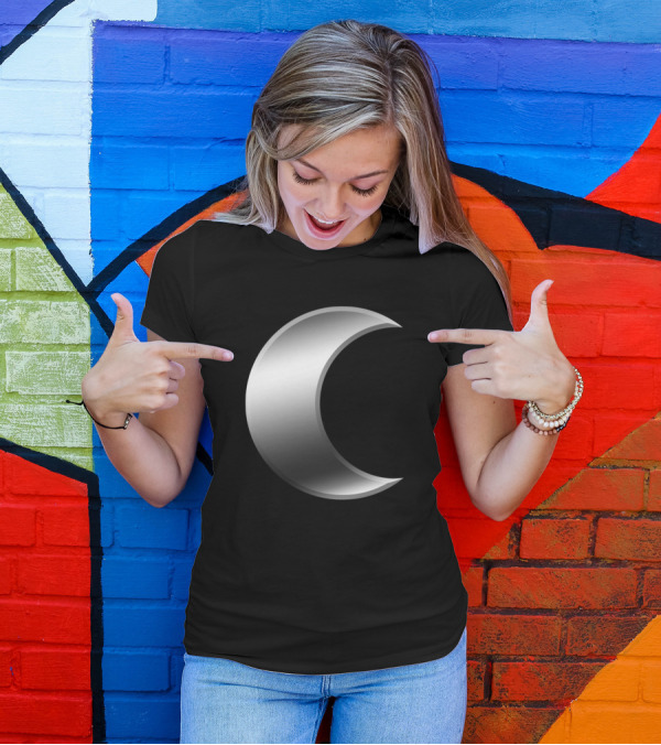 Crescent Moon Symbol Silver T-Shirt