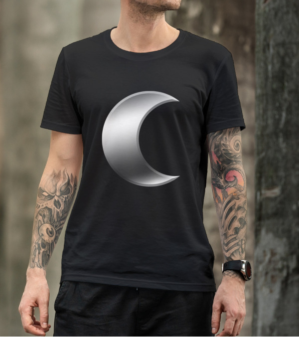 Crescent Moon Symbol Silver T-Shirt