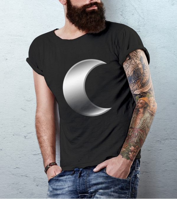 Crescent Moon Symbol Silver T-Shirt
