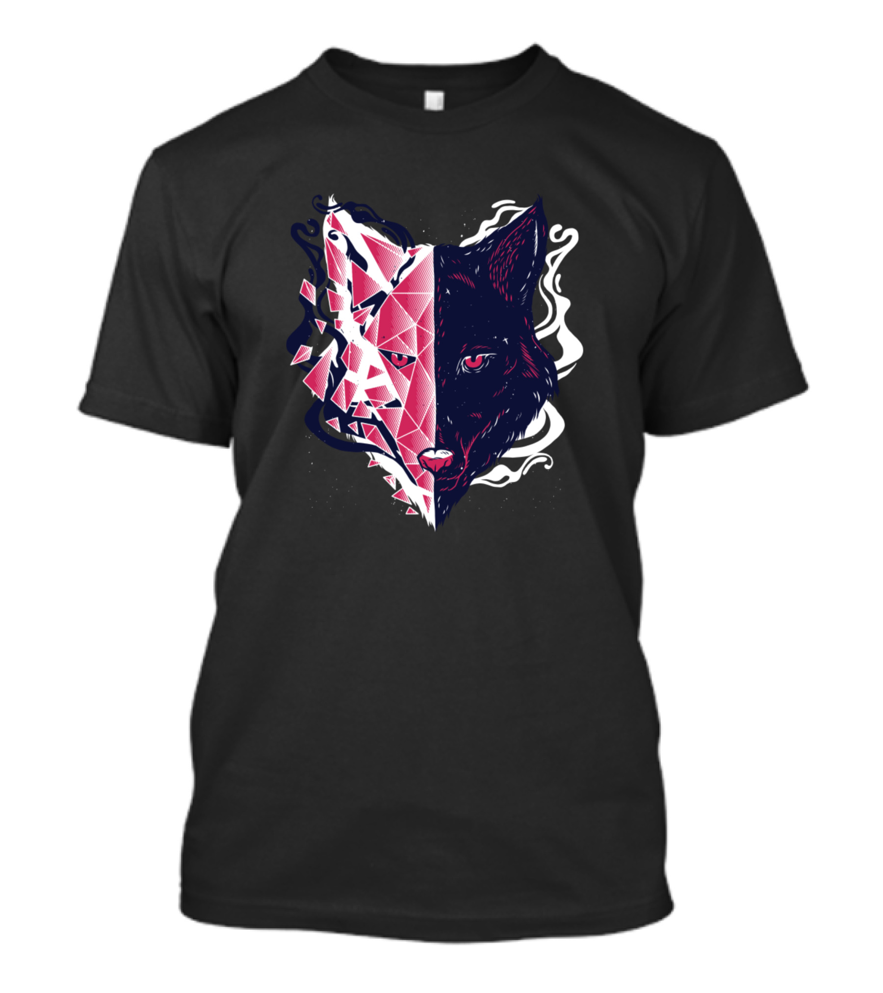 Crystallized Wolf Head With Geometric Smoke Elements T-Shirt