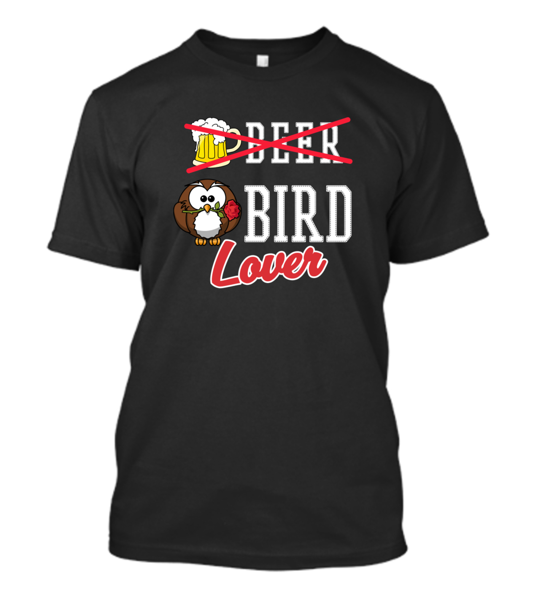 Bird Lover Cute Owl And Beer Crossover T-Shirt