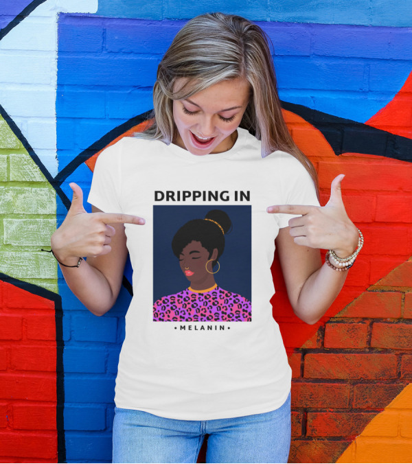 Dripping In Melanin With Leopard Print T-Shirt