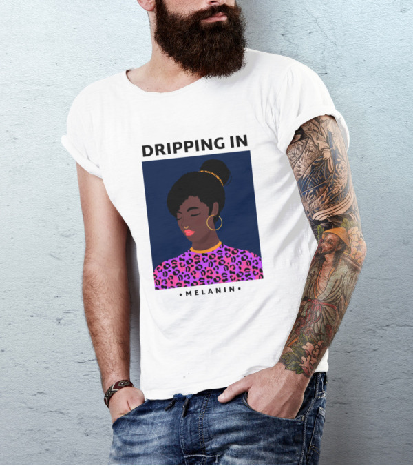 Dripping In Melanin With Leopard Print T-Shirt