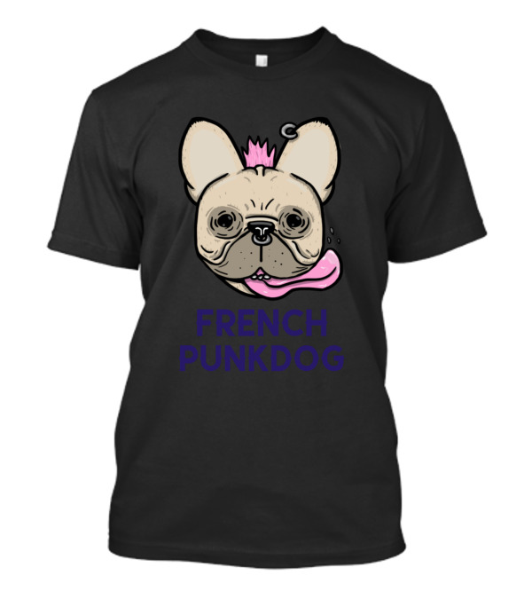 French Punkdog With Pink Mohawk And Piercing T-Shirt