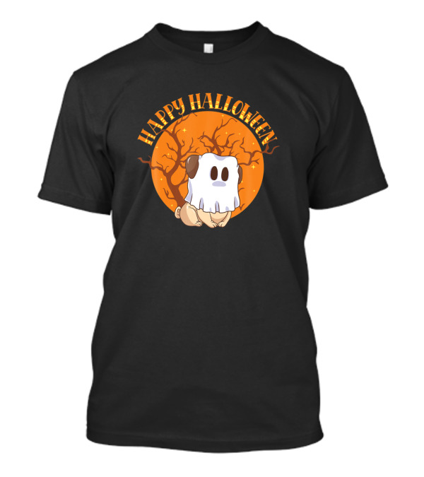 Happy Halloween Ghost Bulldog Dog Lover Animal T-Shirt