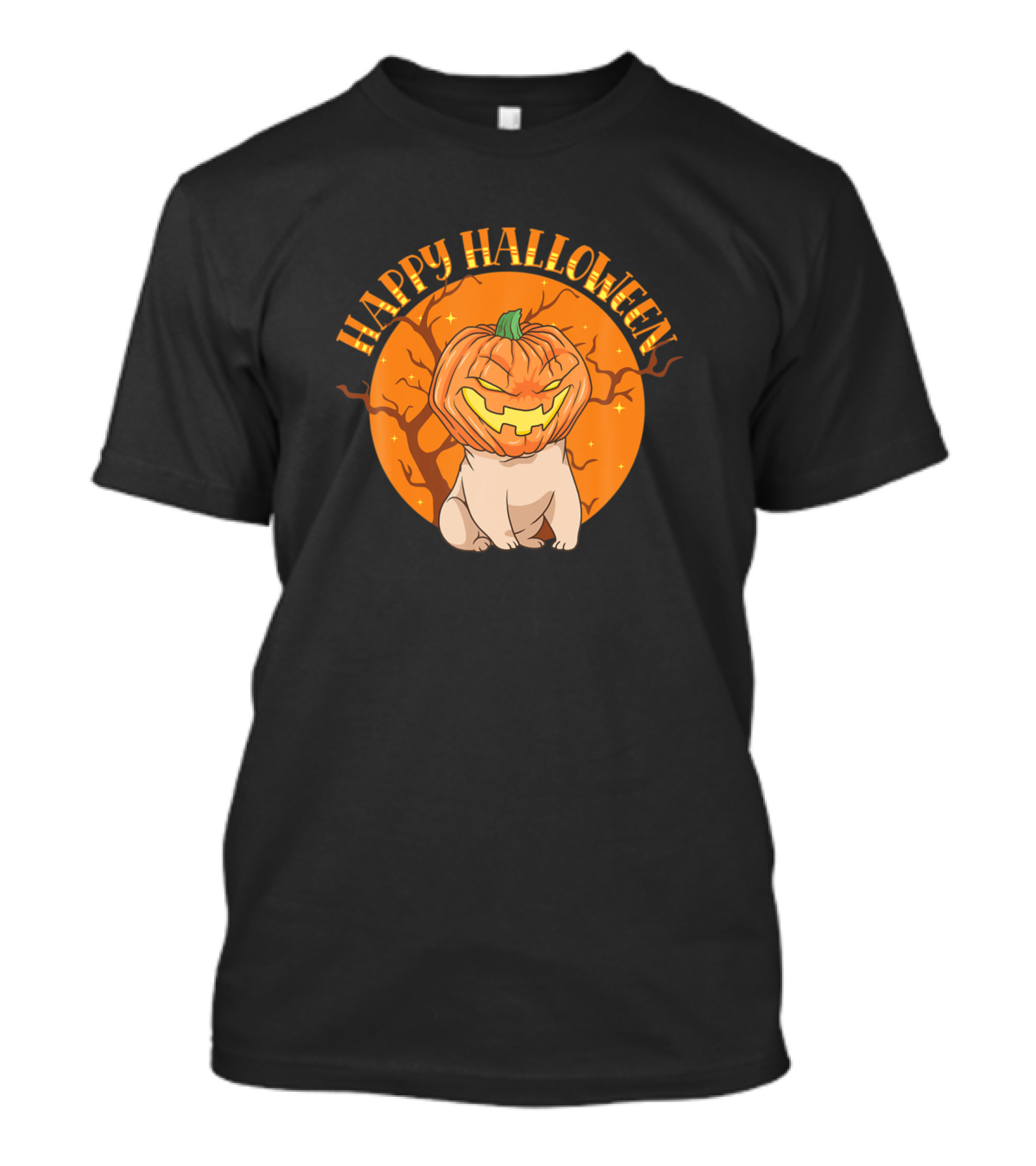 Happy Halloween Pumpkin Bulldog Lover Dog Animal Moon T-Shirt