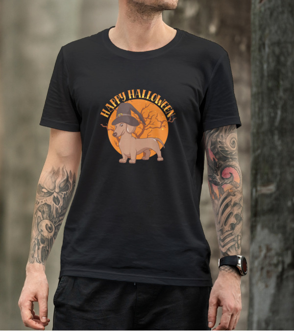 Happy Halloween Witch Weiner Dog Lover Dachshund T-Shirt
