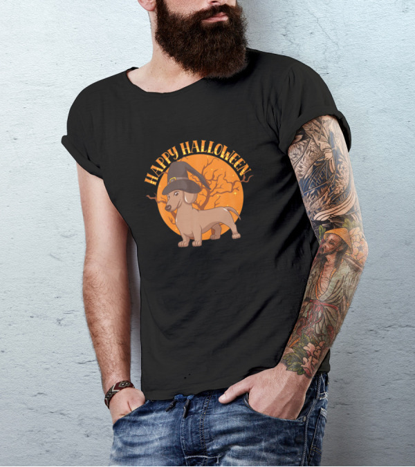 Happy Halloween Witch Weiner Dog Lover Dachshund T-Shirt