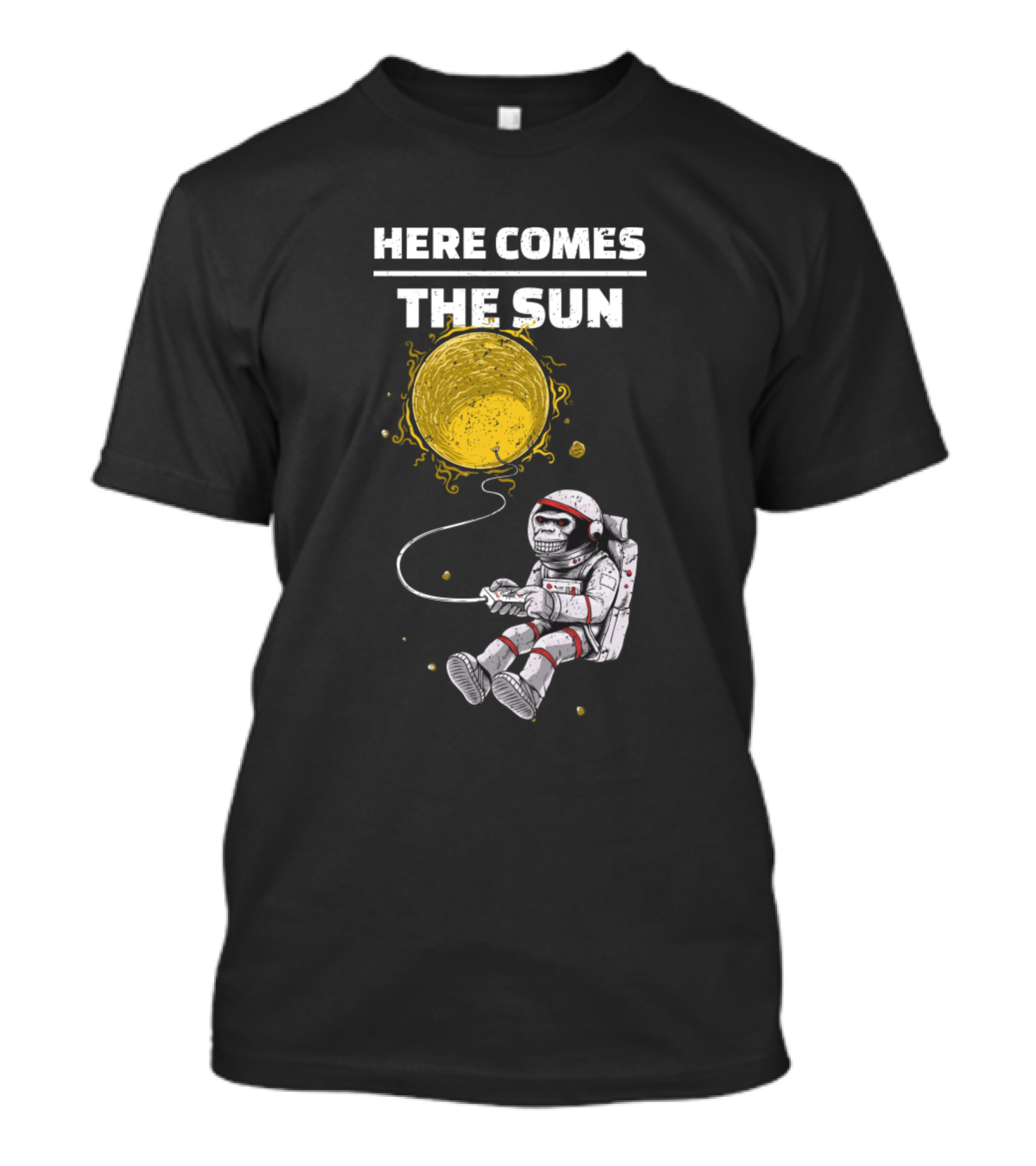Here Comes The Sun Astronaut Floating With Yellow Sun Balloon T-Shirt