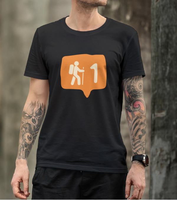 Hiking Notification Symbol With Backpack And Pole T-Shirt