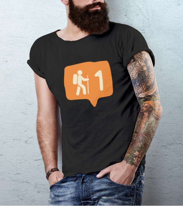 Hiking Notification Symbol With Backpack And Pole T-Shirt