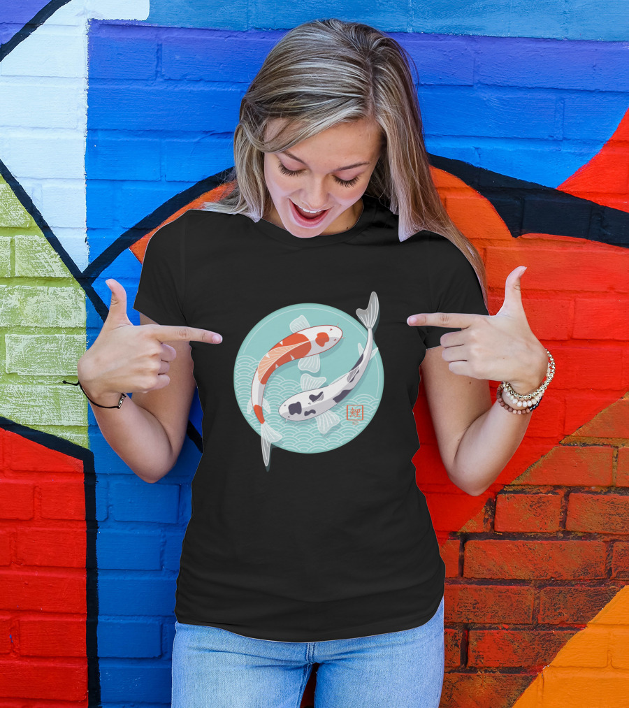 Japanese Ko Carp Circle Yin Yang T-Shirt
