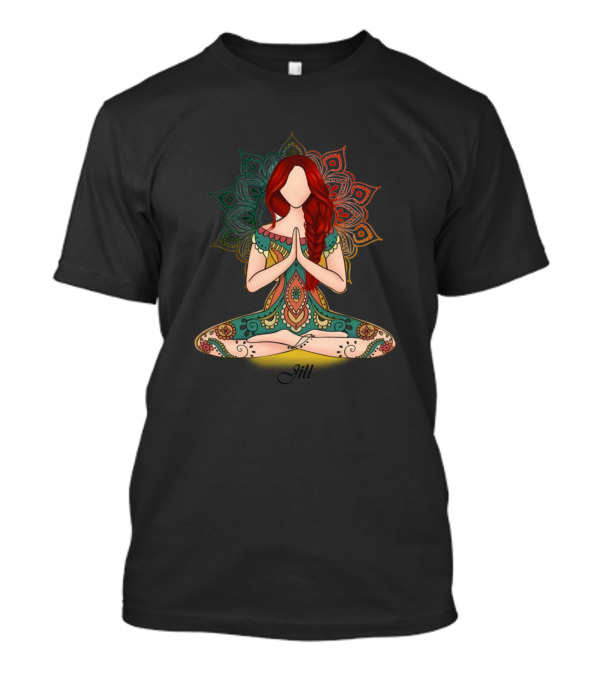 Jill Front Hippie Yoga I'm Mostly Peace Love Mandala Meditation T-Shirt