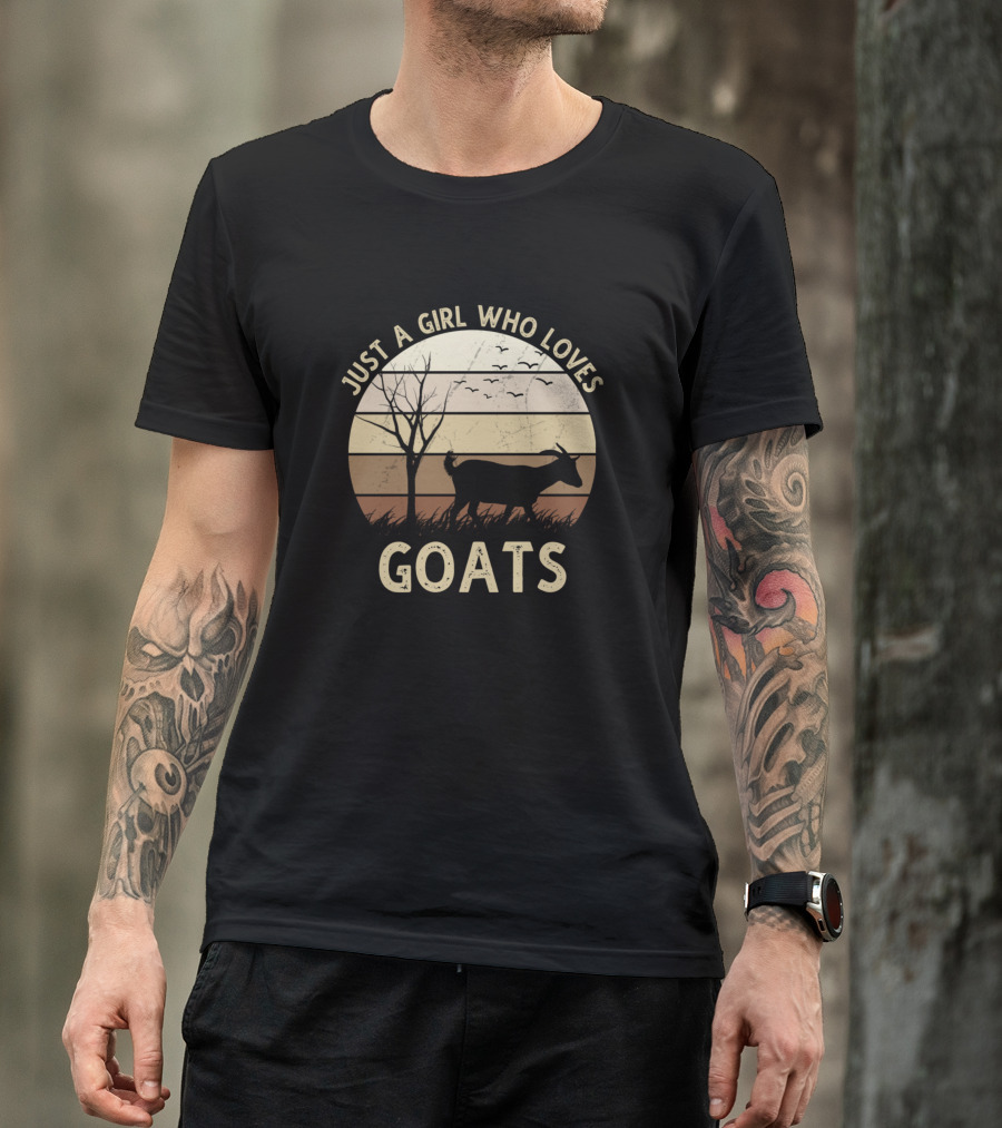 Just A Girl Who Loves Goats Sunset Silhouette Scene T-Shirt