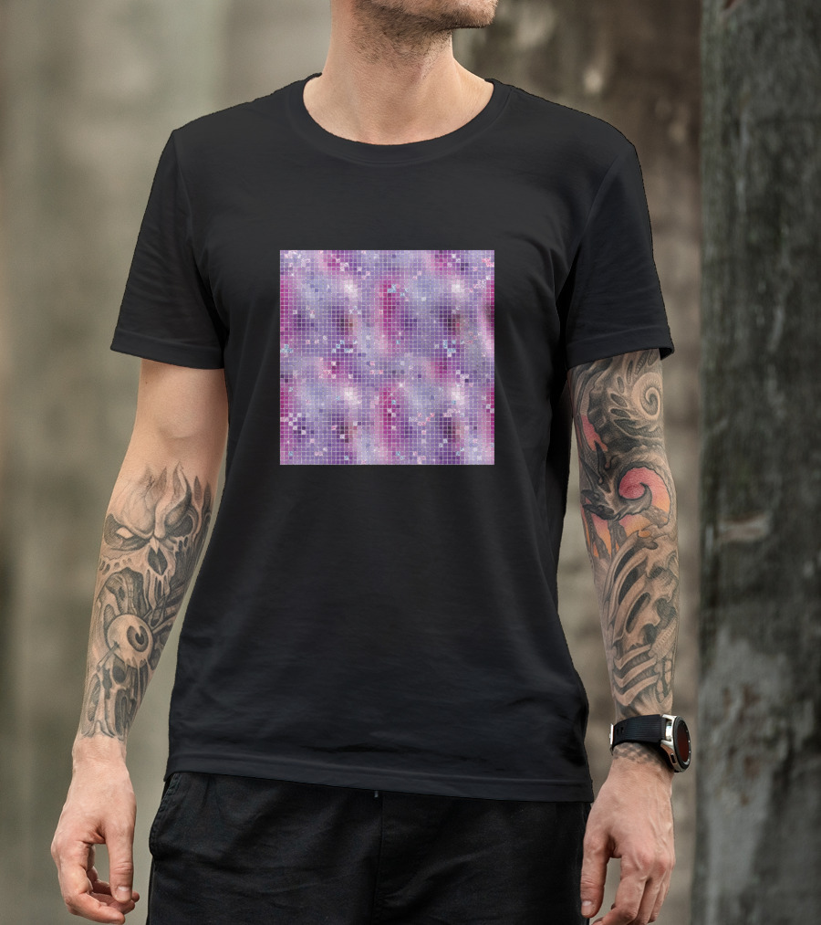 Mermaid Indigo Geometric Purple Pixelated Mosaic T-Shirt