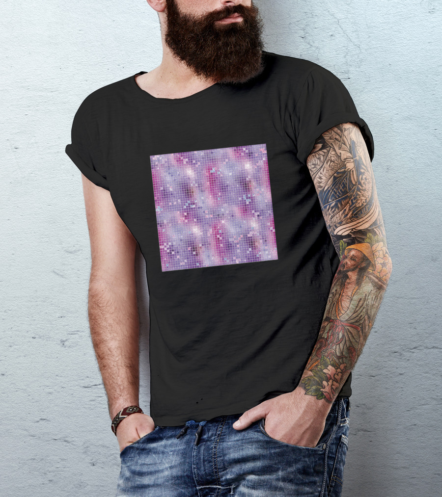 Mermaid Indigo Geometric Purple Pixelated Mosaic T-Shirt