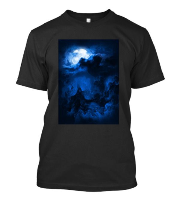 Moonlit Night Cloudscape In Deep Blue Hues T-Shirt
