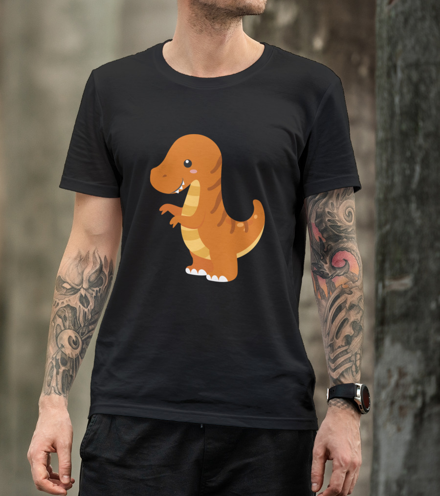 Orange Tyrannosaurus Rex Cartoon T-Shirt