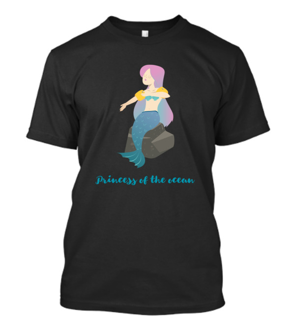 Princess Of The Ocean Mermaid Sitting On Rock With Pink And Blue Hair T-Shirt